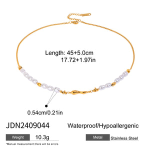 Razare Necklace Teesta Elegant Pearl Chain Necklace for Women | Gold & Pearl Minimal Layering Necklace | Waterproof Anti-Tarnish Stainless Steel Jewelry