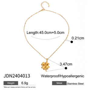Razare Necklace Teesta Gold Plated Four Leaf Clover Pendant Necklace for Women | Lucky Charm Minimal Chain | Elegant Everyday Jewelry