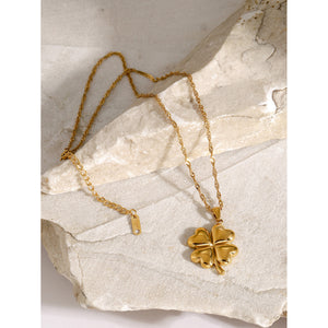 Razare Necklace Teesta Gold Plated Four Leaf Clover Pendant Necklace for Women | Lucky Charm Minimal Chain | Elegant Everyday Jewelry
