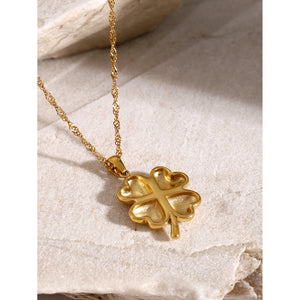 Razare Necklace Teesta Gold Plated Four Leaf Clover Pendant Necklace for Women | Lucky Charm Minimal Chain | Elegant Everyday Jewelry