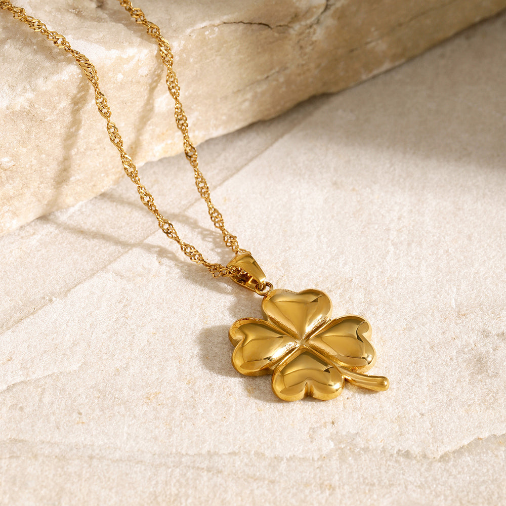 Razare Necklace Teesta Gold Plated Four Leaf Clover Pendant Necklace for Women | Lucky Charm Minimal Chain | Elegant Everyday Jewelry