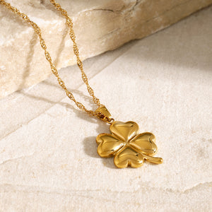 Razare Necklace Teesta Gold Plated Four Leaf Clover Pendant Necklace for Women | Lucky Charm Minimal Chain | Elegant Everyday Jewelry