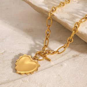 Razare Necklace Teesta Gold-Plated Love Heart Pendant Necklace for Women | Crystal Studded Statement Chain | Trendy Romantic Jewelry for Daily & Party Wear