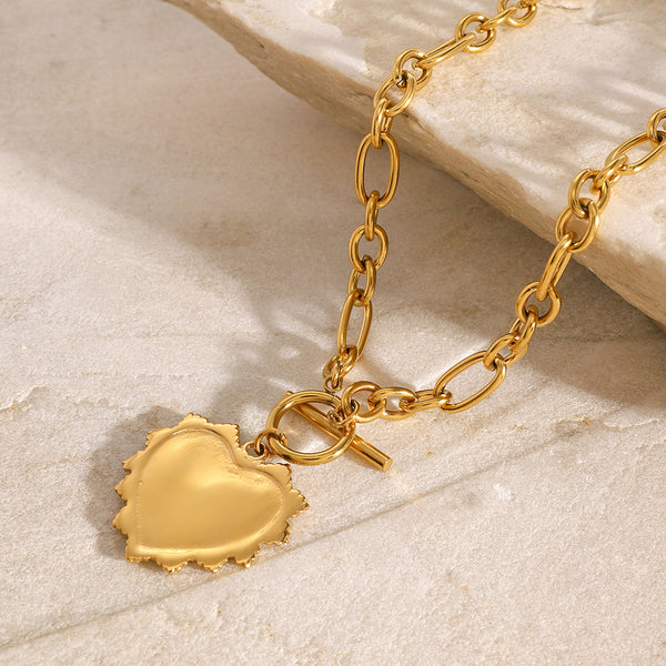 Razare Necklace Teesta Gold-Plated Love Heart Pendant Necklace for Women | Crystal Studded Statement Chain | Trendy Romantic Jewelry for Daily & Party Wear