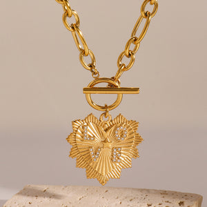 Razare Necklace Teesta Gold-Plated Love Heart Pendant Necklace for Women | Crystal Studded Statement Chain | Trendy Romantic Jewelry for Daily & Party Wear