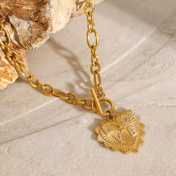 Razare Necklace Teesta Gold-Plated Love Heart Pendant Necklace for Women | Crystal Studded Statement Chain | Trendy Romantic Jewelry for Daily & Party Wear