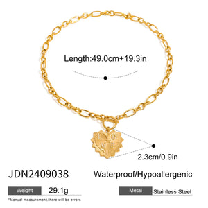 Razare Necklace Teesta Gold-Plated Love Heart Pendant Necklace for Women | Crystal Studded Statement Chain | Trendy Romantic Jewelry for Daily & Party Wear