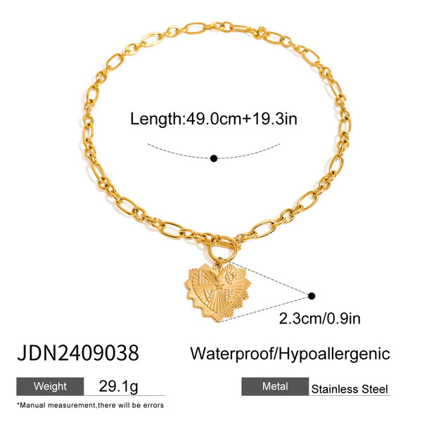 Razare Necklace Teesta Gold-Plated Love Heart Pendant Necklace for Women | Crystal Studded Statement Chain | Trendy Romantic Jewelry for Daily & Party Wear