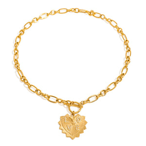 Razare Necklace Teesta Gold-Plated Love Heart Pendant Necklace for Women | Crystal Studded Statement Chain | Trendy Romantic Jewelry for Daily & Party Wear