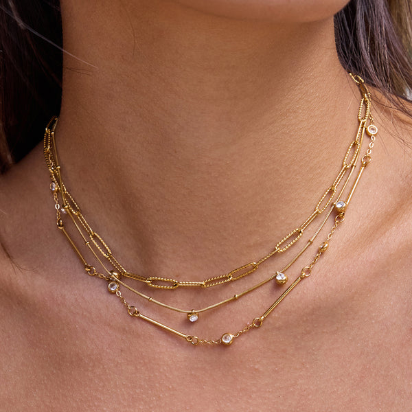 Razare Necklace Teesta Minimal Gold Charm Necklace for Women | Dainty CZ Drop Necklace | Waterproof Anti-Tarnish Stainless Steel Everyday Jewelry