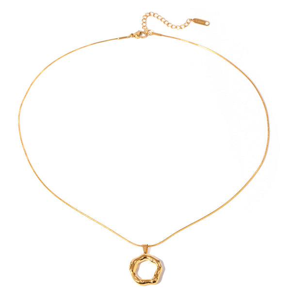 Razare Necklace Teesta Minimal Gold Irregular Loop Pendant Necklace for Women | Premium Stainless Steel Waterproof Chain | Everyday Elegant Jewelry