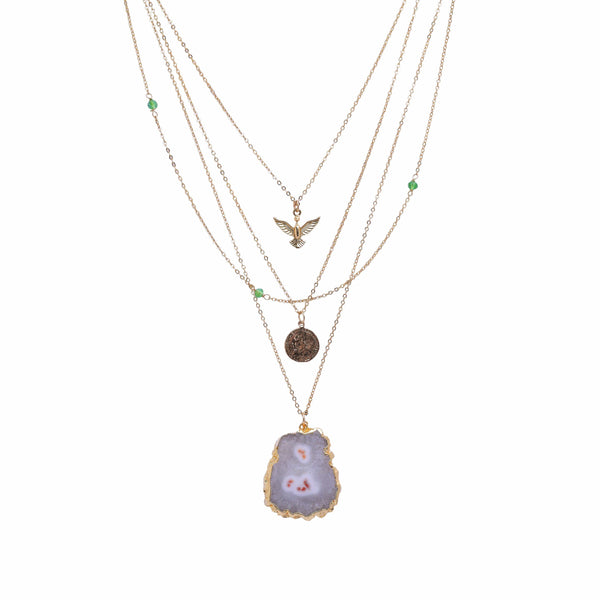 Razare Necklace Three-Layer Multi Stone Necklace