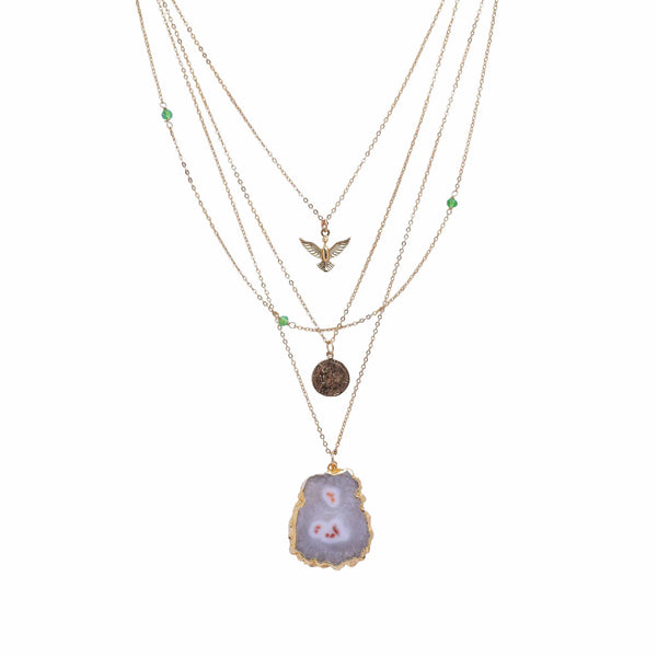 Razare Necklace Three-Layer Multi Stone Necklace