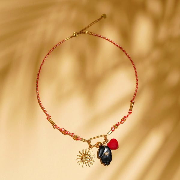Razare Necklace Uniquely Crafted Tribal Charm Necklace: 18K Gold Plated