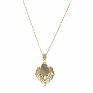 Razare Necklace White Stone Chain Pendant: 18K Gold Plated