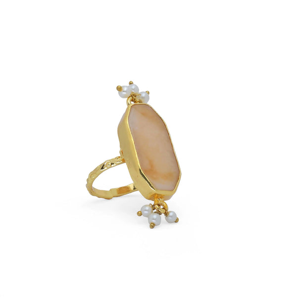 Razare Stone Rings Big Stone Ring (Adjustable): 18K Gold Plated