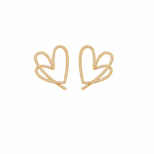 Razare Stone Rings Zirconia Cubic Heart Earrings: 18K Gold Plated