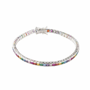Teesta Braclet 2MM Rainbow Tennis Bracelet: 925 Sterling Silver