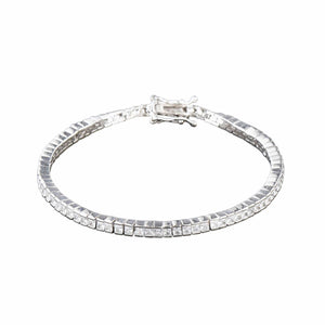 Teesta Braclet 3MM Square Cut Stone Tennis Bracelet: 925 Sterling Silver