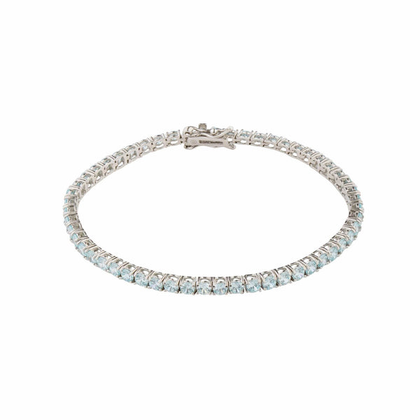 Teesta Braclet 4MM Blush Blue Tennis Bracelet: 925 Sterling Silver