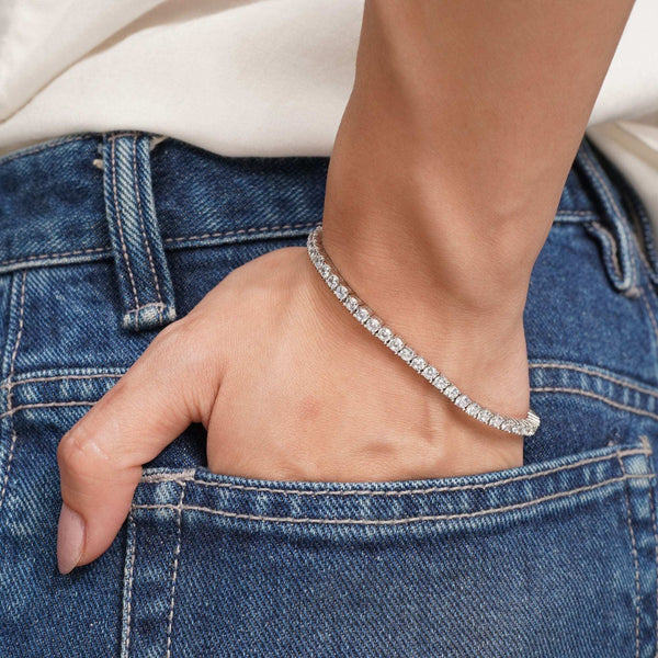 Teesta Braclet Moissanite Diamond Tennis Bracelet: 925 Sterling Silver