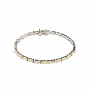 Teesta Braclet Rectangle Crystal Tennis Bracelet: 925 Sterling Silver