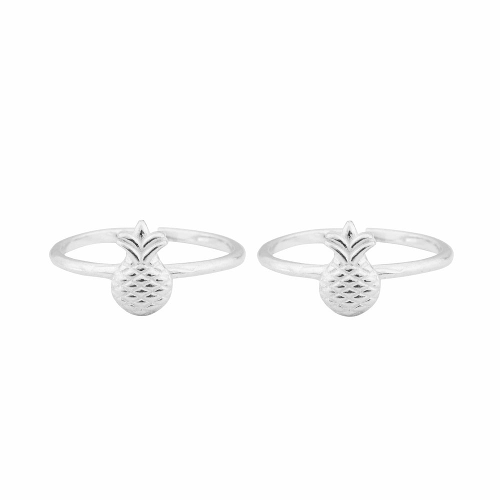 Teesta Cute Pineapple Adjustable Silver Toe Ring: 925 Sterling Silver