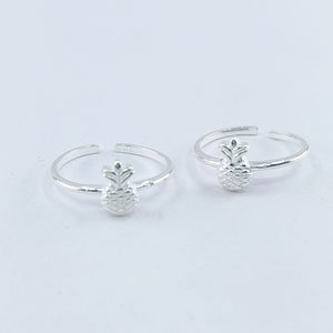 Teesta Cute Pineapple Adjustable Silver Toe Ring: 925 Sterling Silver