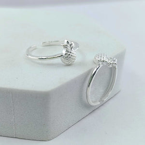 Teesta Cute Pineapple Adjustable Silver Toe Ring: 925 Sterling Silver