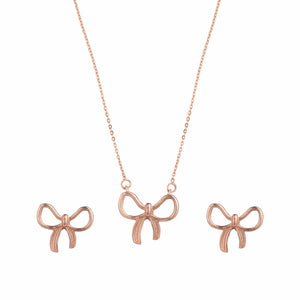 Teesta Earrings Aesthetic Treasuring Bow Earring and Necklace Set: 925 Sterling Silver