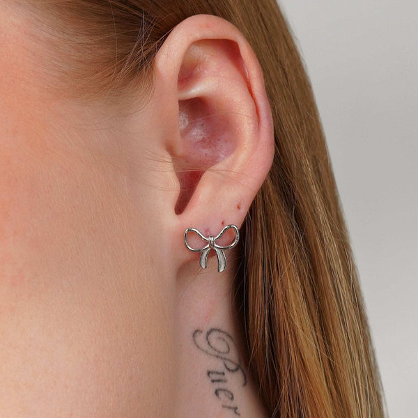 Teesta Earrings Aesthetic Treasuring Bow Earring and Necklace Set: 925 Sterling Silver