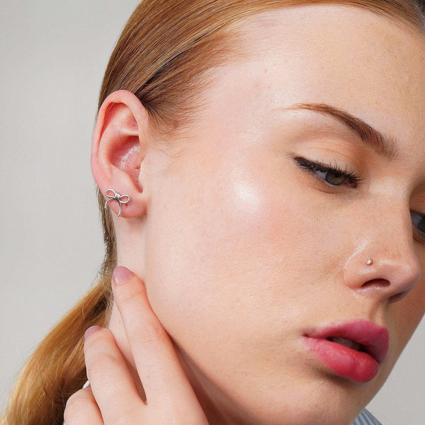 Teesta Earrings Bow Style Elegant Silver Earring: 925 Sterling Silver