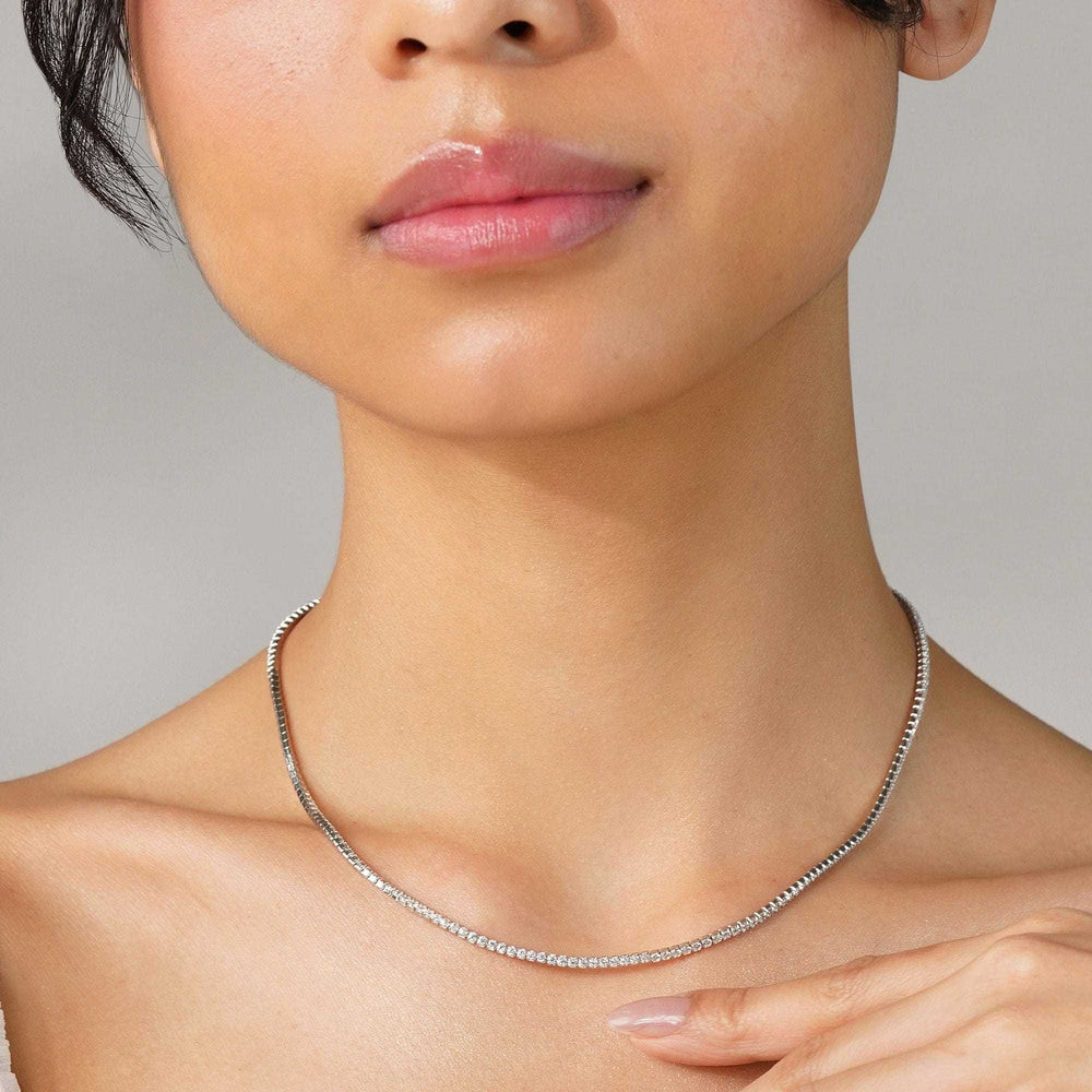 Teesta Earrings Dainty Tennis Necklace: 925 Sterling Silver