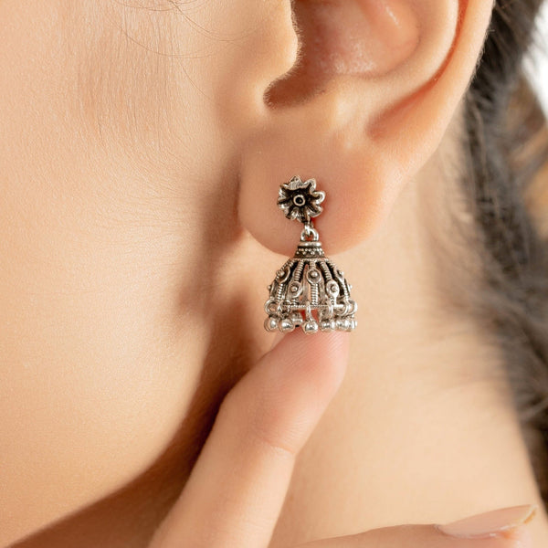 Teesta Earrings Dancing Droplets Jhumkas: 925 Sterling Silver