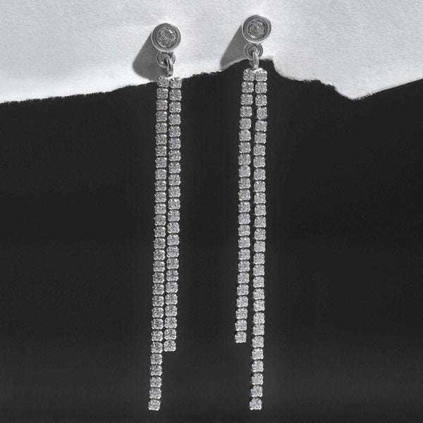 Teesta Earrings Double Layer Tennis Earrings: 925 Sterling Silver