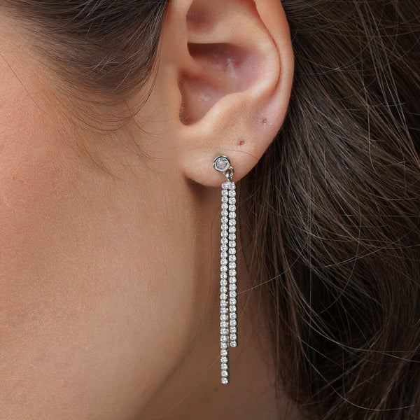 Teesta Earrings Double Layer Tennis Earrings: 925 Sterling Silver
