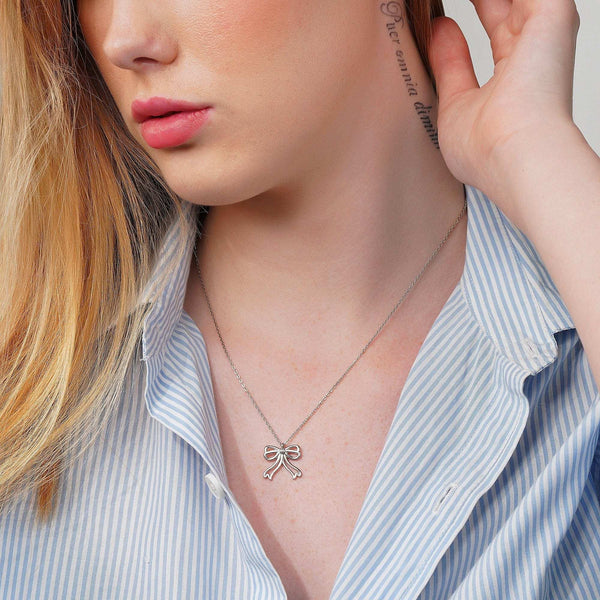 Teesta Earrings Elegant Bow-Style Silver Necklace: 925 Sterling Silver