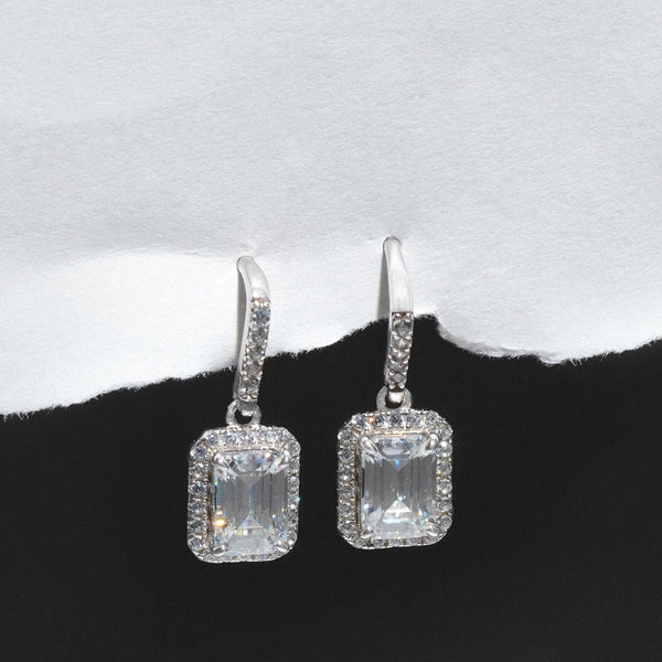 Teesta Earrings Elegant Square Cut Stone Moissanite Solitaire Earrings 2.0 Carat