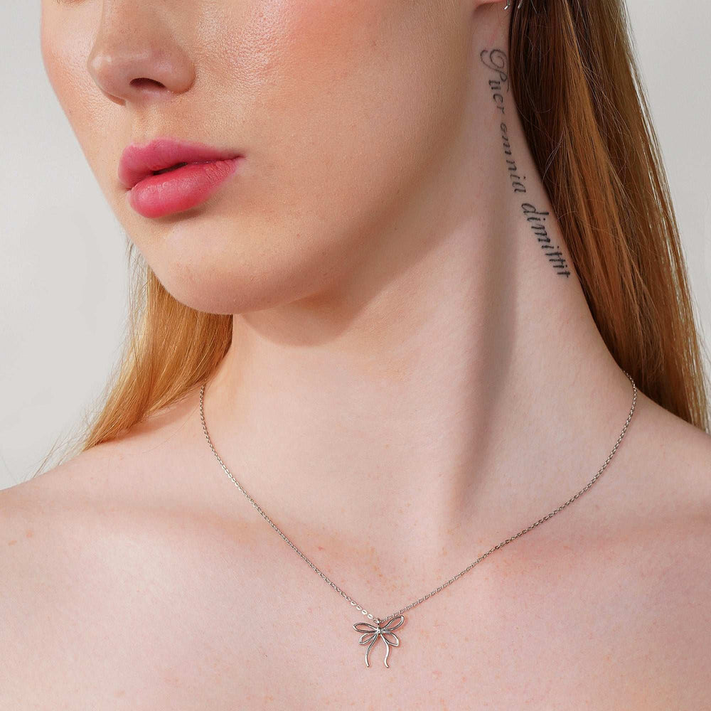 Teesta Earrings Flower Shaped Bow Set: 925 Sterling Silver