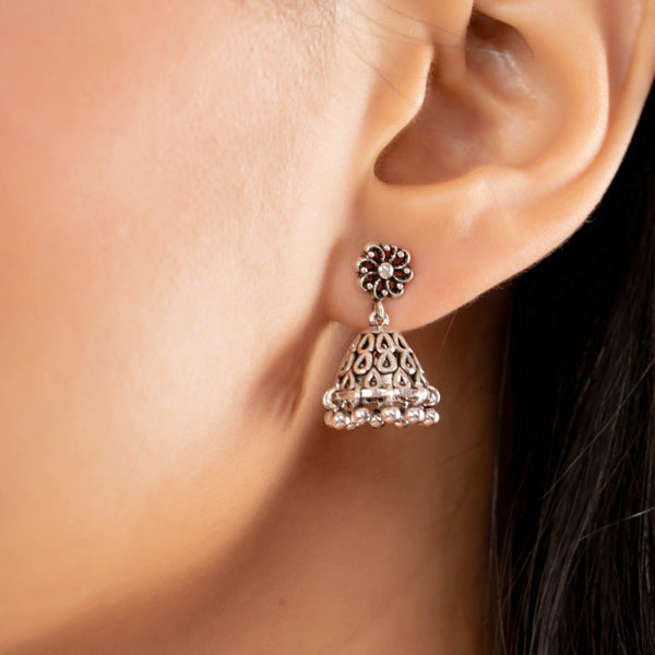 Teesta Earrings Heritage Bells Jhumkas: 925 Sterling Silver