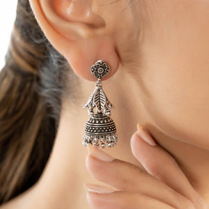 Teesta Earrings Leaf Style Jhumka: 925 Sterling Silver