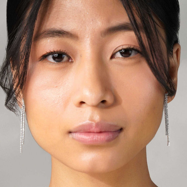 Teesta Earrings Moon Tennis Earring: 925 Sterling Silver