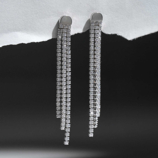 Teesta Earrings Three Layer Tennis Earrings: 925 Sterling Silver