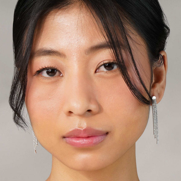 Teesta Earrings Three Layer Tennis Earrings: 925 Sterling Silver