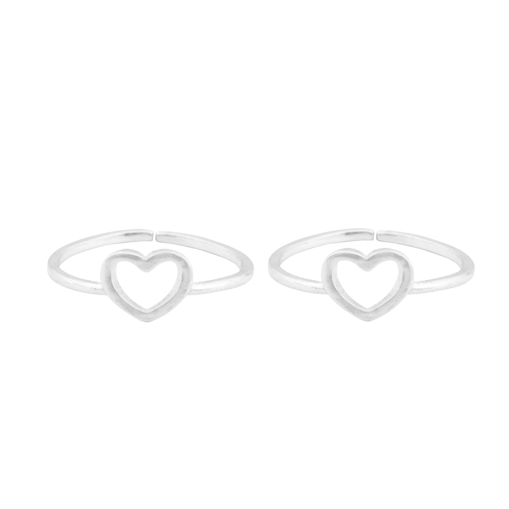 Teesta Little Hearts Silver Adjustable Toe Ring: 925 Sterling Silver