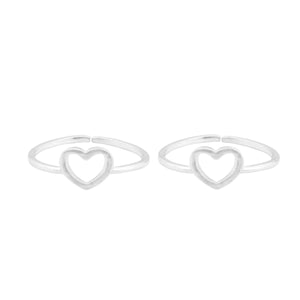 Teesta Little Hearts Silver Adjustable Toe Ring: 925 Sterling Silver