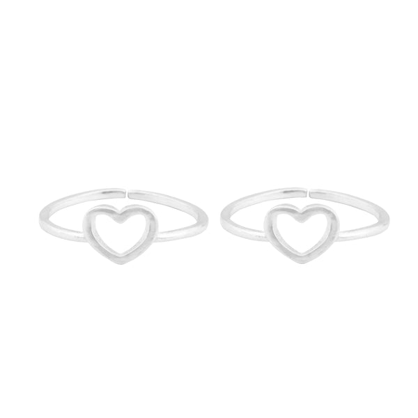 Teesta Little Hearts Silver Adjustable Toe Ring: 925 Sterling Silver