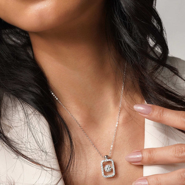 Teesta Necklace Delicate Rectangle Lab Grown Moissanite Solitaire Necklace 1.0 Carat