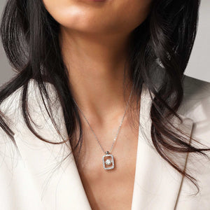 Teesta Necklace Delicate Rectangle Lab Grown Moissanite Solitaire Necklace 1.0 Carat