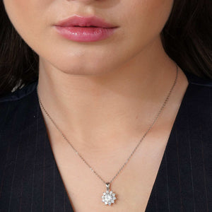 Teesta Necklace Elegant Daisy Moissanite Solitaire Diamond Necklace 1.0 Carat